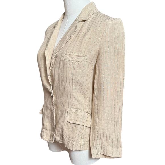 120% Lino Made in Italy Jacket Blazer Size 42 EU Long Sleeves One Button Closure - Picture 4 of 10